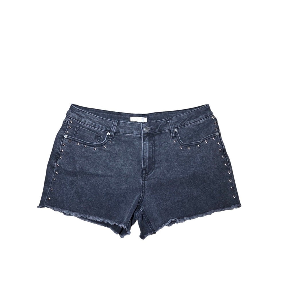 Vigoss Studded Black Denim Mid Rise Cut-Off Cowgirl Shorts Frayed Hem 11 NWOT